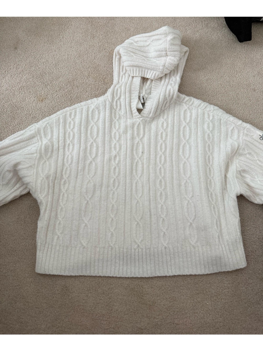Women’s Cable Knit Hoodie Sweater - White